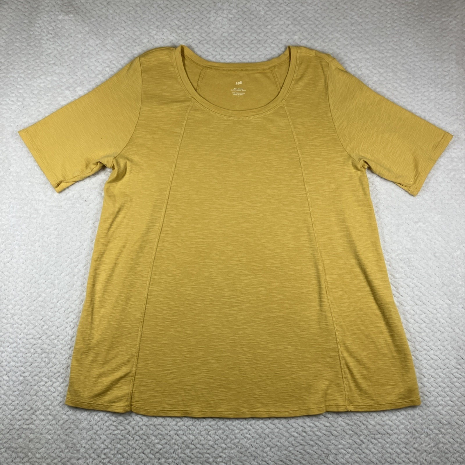 J Jill Pima Cotton Top Womens Large Yellow Tunic Shirt Closet Staple